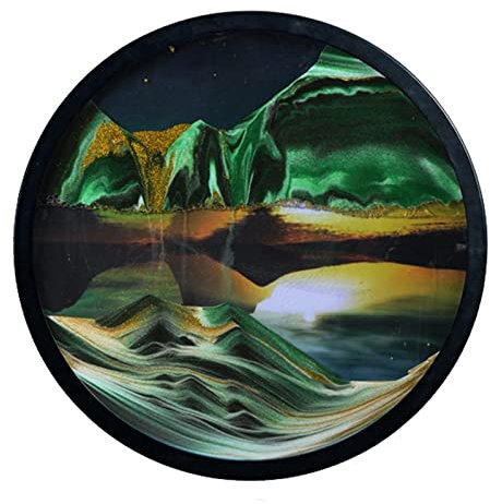 Peinture Sable Fluide Jouets, Sablier 3D Sand Moving, Sablier Decoratif, Jouets De Décoration d'art Mural, Art Cadre Sable Qui Coule Décoration Relaxante pour Bureau Maison,Vert