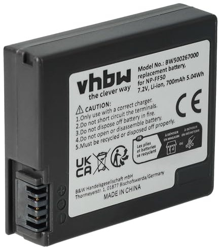 vhbw Akku Ersatz für Sony NP-FF51, NP-FF50 für Videokamera Camcorder (700 mAh, 7,2 V, Li-Ion)