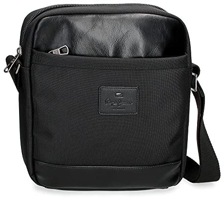 Pepe Jeans Sander Black Tablet Holder Umhängetasche 23x27x7 cm Polyester mit Kunstlederdetails