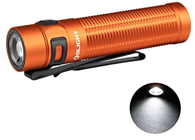 OLIGHT Baton 3 Pro Max LED Taschenlampe 2500 Lumen 145 Meter, 5 Modi 60 Tage Laufzeit EDC Handlampe Batteriebetrieben mit Abstandssensor, USB-Wideraufladbare Flashlight IPX8 Kaltweiß, Orange