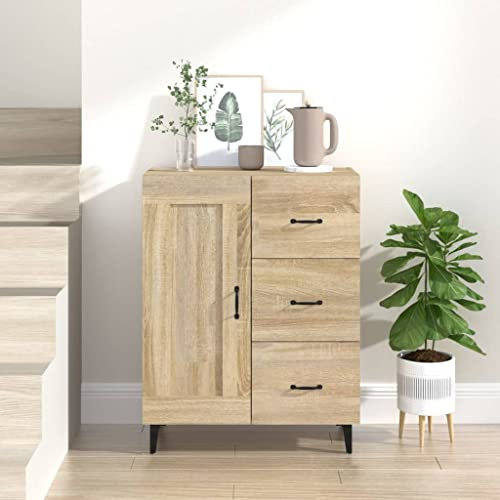 FIRBNUS Aparador Roble Sonoma Mueble Entrada Recibidor Recibidores De Entrada Aparadores para Salon Mueble Entrada De Cocina Auxiliares Mueble TV 69,5x34x90 cm Manija de Hierro