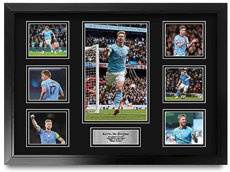HWC Trading Kevin De Bruyne Manchester City Gedruckte Memorabilien Signiertes Autogramm Fotodisplay für Fußball Anhänger und Fans - A2 Gerahmt