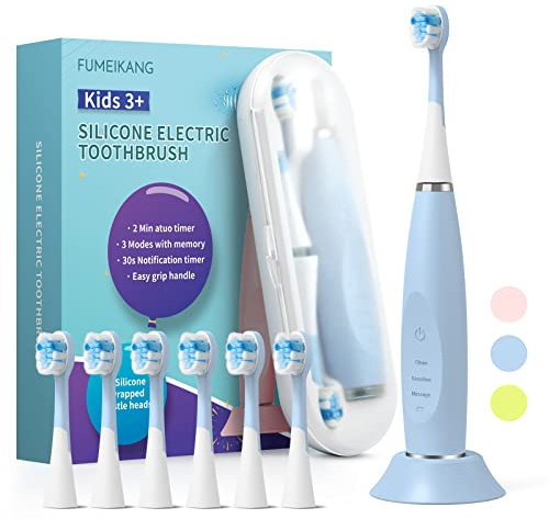 Cepillos de dientes eléctricos para niños FUMEIKANG Sonic Cepillo de dientes recargable para niños y niñas Cepillo de dientes eléctrico con temporizador inteligente - Azul 3 4 5 6 7 8 9 10 11 12