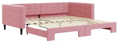 vidaXL Tagesbett, Sofabett Ausziehbar, Gästebett Schlafsofa für Schlafzimmer Wohnzimmer, Ausziehbett Sofa Bettsofa, Modernes Design, Rosa 100x200cm Samt