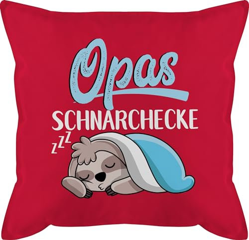 Kissen 50x50 - Opa Großvater - Opas Schnarchecke mit Faultier - weiß - 50 x 50 cm - Rot - Geschenke für großväter Geschenk Grandpa schnarchplatz sofakissen großeltern Fuer