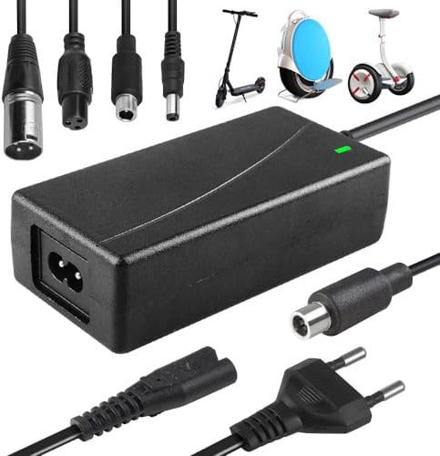 XPJBKC Ladegeräte für Scooter, 42V 2A AC E Scooter Ladekabel, Hoverboard Ladekabel, E Scooter Ladegerät für Elektrofahrräder, mit 4 Anschlüssen, für Hoverboard, Elektroroller (EU)