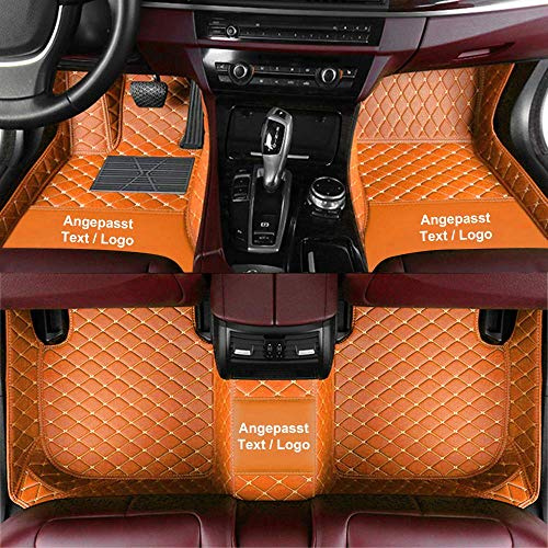 Anpassen Fußmatten für Seat Leon Ateca Arona Alhambra Ibiza Cupra Tarraco Exeo,PU-Leder Allwetter rutschfeste wasserdichte Auto Fussmatten Set (Orange)