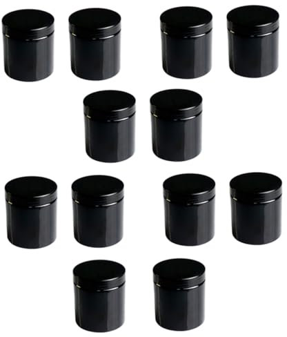DOITOOL Pot à Pommade Plastique Pet 500 Ml Lot De 12 Noir Large Ouverture Recyclable Pour Cosmétiques Voyages Stockage Hermétique
