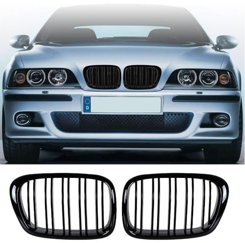 Gloss Black Kühlergrill für 5 Series E39 1999-2003 528i 540i 4-Door Nieren Doppel Bar Front Grille
