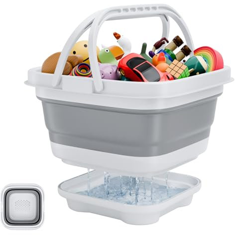 Steipirr Organizador de almacenamiento de juguetes de baño, soporte plegable para juguetes de baño, almacenamiento de juguetes de bañera con base de secado extraíble, almacenamiento de juguetes de