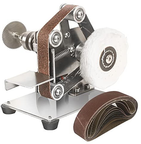 STMKB Mini-Bandschleifer, Tragbarer DIY-Elektro-Schleifpolierer, Kantenschleifer Mit Flexibler Metallwelle, Metallgriff, 7-Gang-Netzteil Und Schleifzubehör