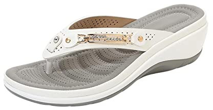 Women's Orthopedic Sandals Flip Flops Arch Support Thong Sandal Ladies Open Toe Wedge Slippers Metal Buckle Shower Sandals House Slippers Shoes Anti Slip Shower Slides Comfortable Slip on Slipper