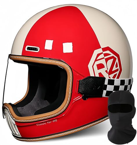 Vintage-Integral-Motorradhelm, DOT/ECE-Geprüft, Moto-Scooter, Retro-Klassiker, Crash-Racing, Rallye-Touring-Motorradhelm, Integralhelme Für Roller J,L57-58CM