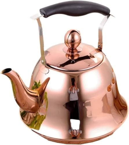 Stovetop Teapot Tea Kettle Whistling Kettle Stainless Steel Whistle Teapot Stovetop Whistling Teakettle Tea Kettle Portable Handle Water Boiling Kettle Stove Top Tea Pot Whistle Kettle-Rose Gold||2L