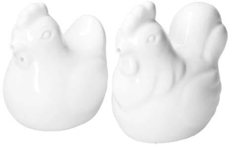 La Porcellana Bianca Set Salero y Pimentero Porcelana Gallo y Gallina Fattoria 5xh8 cm