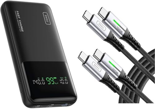 INIU Power Bank, 27000mAh 140W Power Bank Klein Aber Stark USB C Input & Output & USB C auf USB C Kabel, 100W [2m+2m] Typ C Schnellladekabel