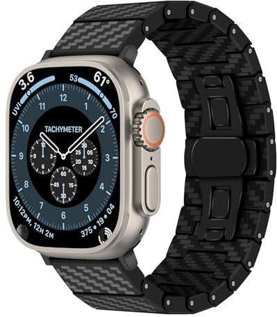Coholl Correa de carbono compatible con Apple Watch, 49 mm, 45 mm, 44 mm, 42 mm, correa de repuesto de carbono compatible con iwatch Ultra 2/Ultra SE Series 9/8/7/6/5/4/3/2/1, 42mm