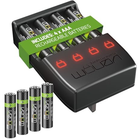 Venom Pro Charge Plug In Wall Battery Charger plus 4 x AAA Rechargeable Batteries