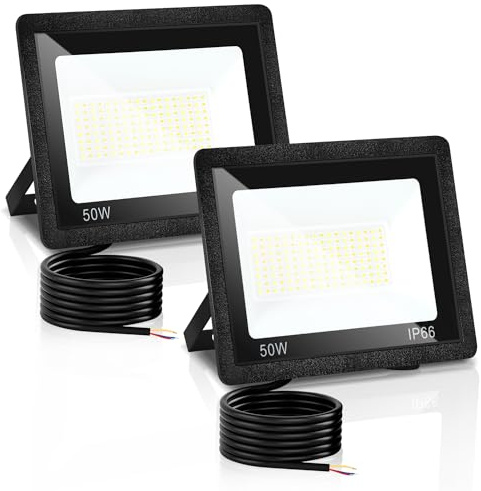 Yakimz LED Strahler Außen, 2 Stücke 50W LED Scheinwerfer Fluter, IP66 Wandleuchte, 3 Einstellbare Farbtemperatur, Aussenleuchte LED für Garten Garage Haus Hof Haus, 230V