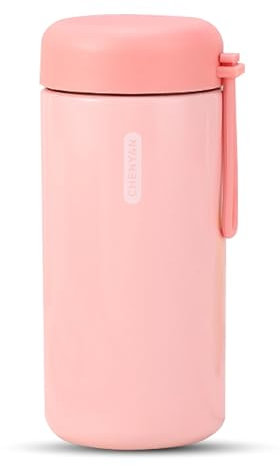 KISUOMAOYI Small Flask - 304 Stainless Steel Water Bottle 300ML, Leak-Proof Insulated Flask with Double Wall Vacuum, Small Drinks Bottle with Portable Handle for Hot & Cold Drinks(Pink)