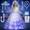 COYBTO Vestito Principessa Elsa Anna, Costume Bambina Con LED e Corona Luminosa, Carnevale e Cosplay