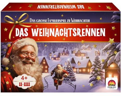 Pixblick Spiele - Das Weihnachtsrennen, Weihnachtsspiel für Kinder ab 4 Jahren, Gesellschaftsspiel für die ganze Familie, 2-4 Spieler