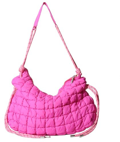 ARVALOLET Sac à bandoulière matelassé pour femme - Grande capacité - Couleur unie - Rembourré - Sac à main pour femme, Rose