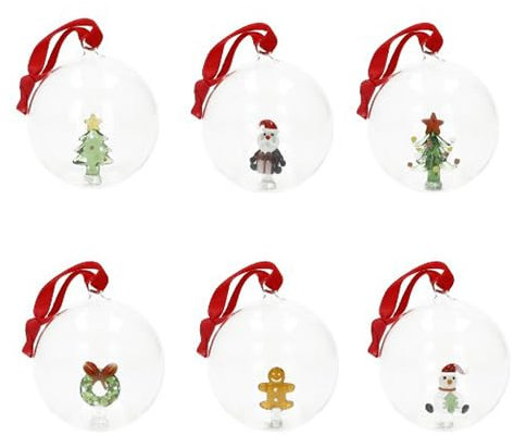 Brandani decori Natale Sfera Christmas soggetti assortiti con interni in vetro Ø 8 cm