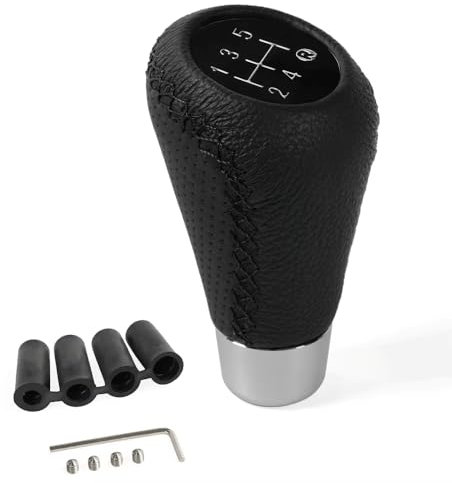 Auto Schaltknauf für Mitsubishi Mirage Colt, Schaltknaufkopf Automatik 5 Gang Schalthebel Abdeckung Austauschbarer schaltknüppel 4 Adaptern,A/Black Black Line