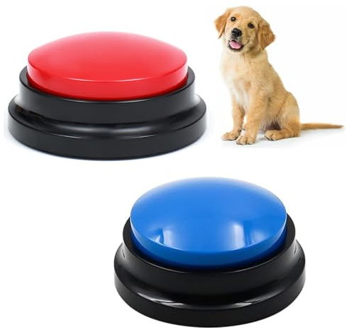 Cerioll Botones Perros Comunicación, Botones Perro, Botones para Perros de Comunicación, 2 Piezas Clicker Perro Adiestramiento, Juguetes Interactivos para Perros, Grabable Zumbadores de Entrenamiento
