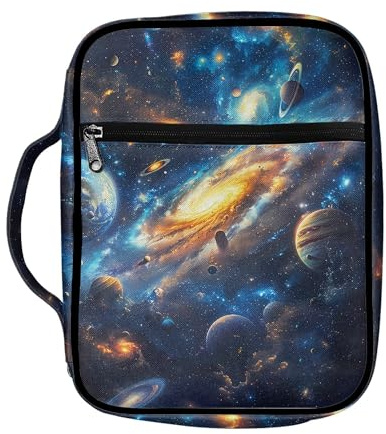 Coldinair Stellar Planets Bibelhülle für Jungen und Kinder, Buchhülle, Bibelhalter mit Griff und Reißverschlusstasche, passend für Standard/große Bibel