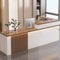 LYXWGRZD Empfangstheke mit Theke, Empfangstresen mit abschließbarer Schublade, L-förmiger Rezeptionstheke, Bürotheke for Bekleidungsgeschäft, Schönheitssalon, Lobby usw.(Brown L,140cm/55.1in)