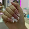 24pcs Long Coffin Press on Nails French Tip False Nails White Edge Nude Pink Fake Nails Glitter Silver Heart Swirl Stick on Nails Removable Glue-on Acrylic Nail Tips Spring Accessories for Women