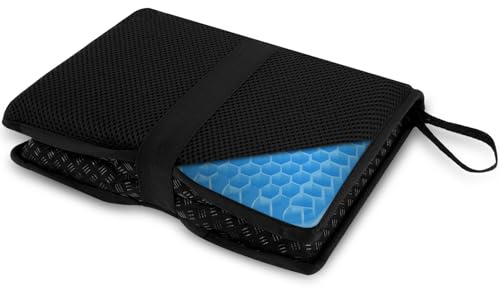 Guniata Gel Sitzkissen,Gelkissen Sitzkissen Faltbar Ergonomisches Tragbares Bequemes,Bürostuhl Kissen,für Flugzeugsitze,Camping,Bleicher,Flüge,Pendeln(schwarz)