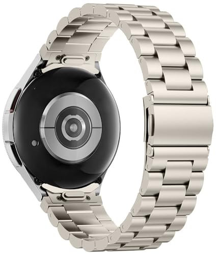 Astorgos Keine Lücke Metall Armband Kompatibel mit Samsung Galaxy Watch 7/6/5/4/FE 44mm 40mm/Watch 6/4 Classic 47mm 43mm 46mm 42mm/5 Pro 45mm, 20mm Ein Klick Edelstahl Band für Herren Damen, Titan