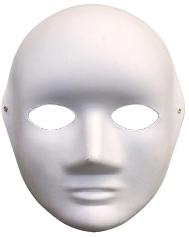 KMGDM Disfraz blanco para pintar de cara completa, papel blanco para manualidades, cosplay