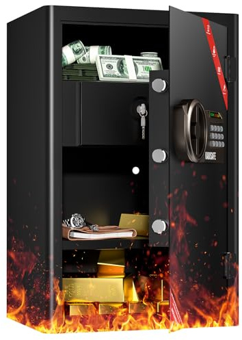 KABISAFE Safe Tresor 70L | Feuerfeste Schublade | Stahl Schranktresor | Zahlenschloss | Schlüsse | Code-Alarmsystem | Safebox für Schmuck Bargeld Dokumente | Safes & Safe-zubehör für Privathaushalte