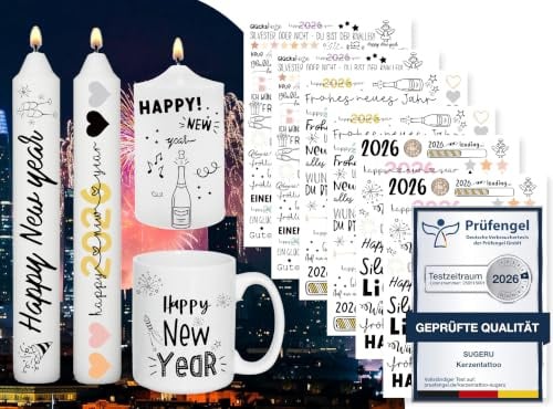 Sugeru 6 PCS Kerzentattoos Weihnachten (200+ Muster),Wassertransferdruck | DIY asserschiebefolie Kerzen | Kerzenaufkleber Weihnachts Sticker | Kerzen Dekorieren | Ostern,Adventskerze