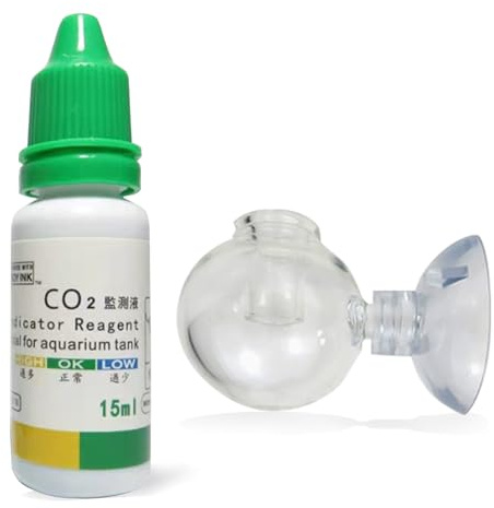 2-Teiliges Set Co2 Dauertest Aquarium Co2 Test Aquarium Genaue Überwachung Erfassung Von Veränderungen Der Wasserqualität Geeignet Für Alle Arten Von Aquarien Mit 1 Testreagenz(15ml) 1 Detektor