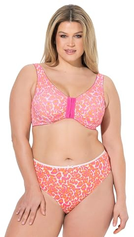 Ulla Popken Damen große Größen Übergrößen Plus Size Bustier, Leomuster, Vorderverschluss, ohne Bügel pink 115D 839908805-115D