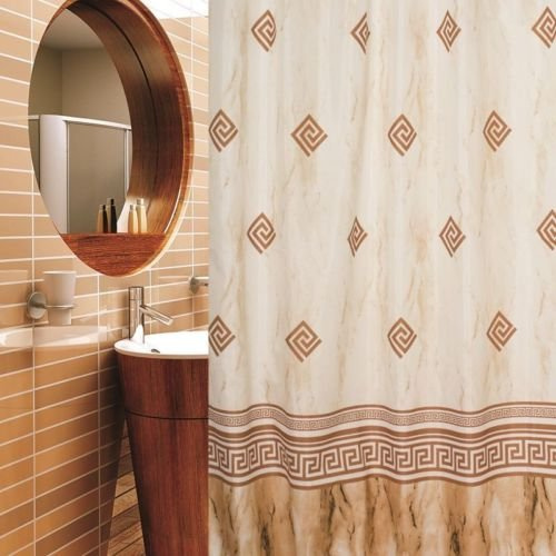 KS Handel 24 Textil Duschvorhang 240x180 cm (Beige Ornamente)