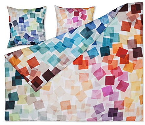 ESTELLA Mako-Satin Bettwäsche Puzzle Multicolor 1 Bettbezug 200 x 200 cm + 2 Kissenbezüge 80 x 80 cm