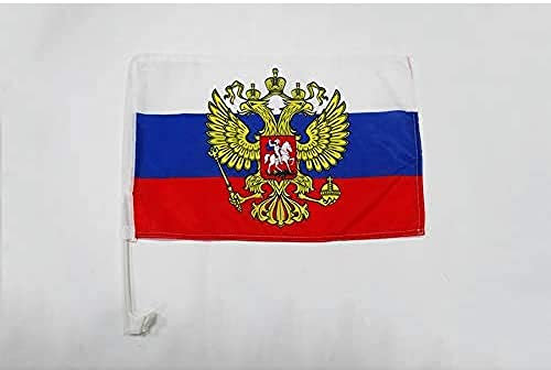 AZ FLAG - Autofahne Russland Mit Adler - 45x30 cm - Russische Autoflagge 30 x 45 Cm - Auto Flaggen