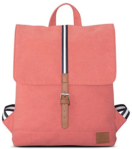 Johnny Urban Rucksack Damen Rot Lea Daypack aus Baumwoll Canvas - Hochwertiger Unisex Damen & Herren Tagesrucksack Klein für Uni Büro & Alltag - Wasserabweisend & mit Laptopfach