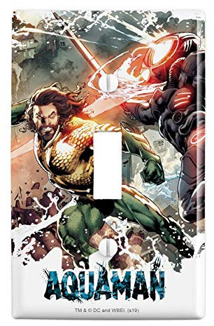 GRAPHICS & MORE Aquaman Movie Aquaman vs Black Manta Kunststoff Wanddekoration Kipplichtschalter-Abdeckung