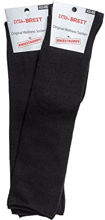 Wowerat 2 Paar Diabetikersocken KNIESTRÜMPE EXTRA-BREIT weit Diabetes Strümpfe (43/46)