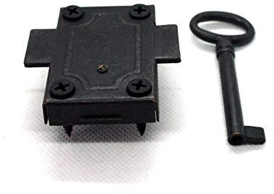 Set serratura e chiave, stile antico, finitura zincata, colore nero, con raccordi (confezione da 1)