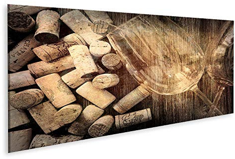 islandburner Quadro su Tela Dettaglio di Bicchieri da Vino e Tappi di Sughero in Stile Old Vintage filtrati Quadri Stampe x Soggiorno
