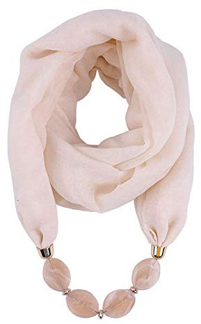Asudaro Damen Tücher Halskette Modeschmuck Anhänger Schals Sonnenschutz Jahrgang böhmischen Stil Kette Quasten Schal Halskette Halstücher Bekleidung Elegante Schal Wrap Pashminas 180 x 48CM Beige