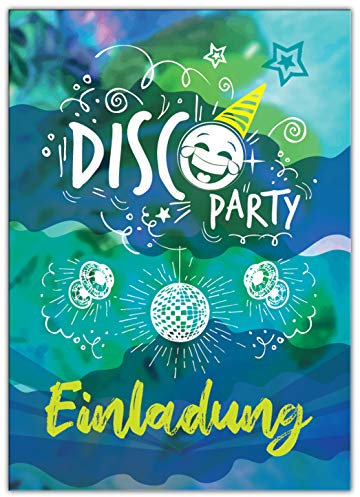 JuNa-Experten 12 Einladungskarten zum Kindergeburtstag Mädchen Junagen Disco Party Einladungen zum Geburtstag